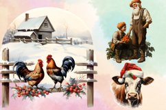 Vintage Farm Christmas Sublimation Clipart, Christmas PNG Product Image 3