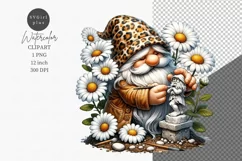 Gnome clipart, Gnome and daisies clipart, Daisies Product Image 1
