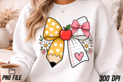Teacher Pencil Coquette Bow PNG Positive Sublimation Product Image 4