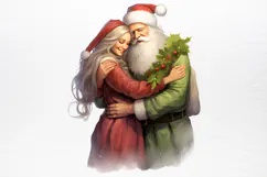 Vintage Floral Christmas Clipart PNG Product Image 4