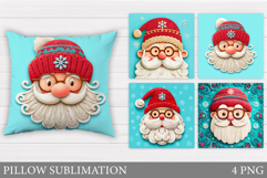 Crochet Santa Claus Pillow. Christmas Pillow Sublimation Product Image 1