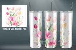Watercolor Tulipa Tumbler Wrap Sublimation Designs |PNG Product Image 4
