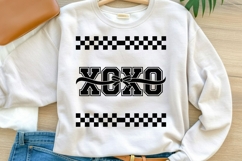 Black &amp; White Checkered Valentine Sublimation | XOXO Bow Product Image 1
