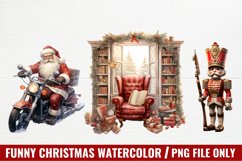 Funny Christmas Watercolor, Christmas Clipart Product Image 1