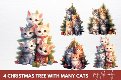 Christmas Tree With Many Cats Clipart Product Image 1