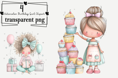 Whimsical Birthday Girl Clipart Watercolor PNG Product Image 1