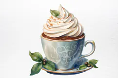 Christmas Hot Cocoa Watercolor Clipart PNG Product Image 4
