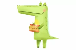 of funny crocodiles. Crocodiles celebrated a Birthday Product Image 5