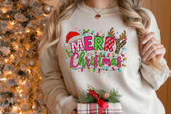 Glitter Merry Christmas Png Sublimation Retro Clipart Product Image 4