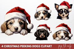Christmas Peeking Dogs Clipart Sublimation Product Image 1
