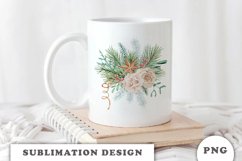Watercolor Christmas bouquet sublimation Product Image 4