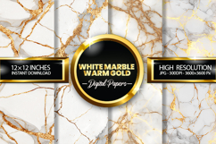 White Marble Warm Gold Digital Papers - 04 variations Product Image 1