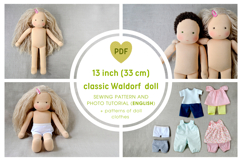 13&#039;&#039;/33 cm classic Waldorf doll PDF pattern and tutorial Product Image 1