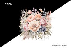 Watercolor Pastel Flowers Clipart, Wedding Flowers Clipart Product Image 1