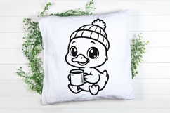 A Goose Drinking Coffee Svg, Cute Goose Svg, Cozy Vibes Svg. Product Image 4