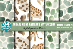 Animal Print Patterns Watercolor Digital Background Paper PN Product Image 1