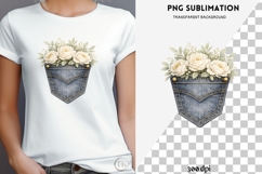 Denim pocket flowers png design for T-shirts Product Image 4