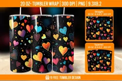 Valentines Heart Tumbler Wrap Designs, Sublimation Wrap Product Image 1