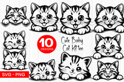 Cute Kitten Border Frame Outline SVG PNG Product Image 1