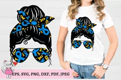 Messy Bun png, Down Syndrome Awareness svg, Blue And Yellow Product Image 1
