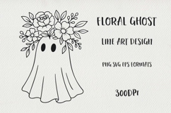 Cute Line Art Halloween Floral Ghosts BUNDLE| EPS, SVG, PNG Product Image 4