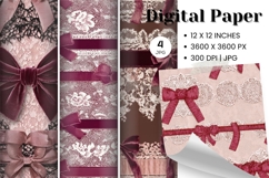 Bow Ribbon Background Bow Digital Paper Pattern Wallpaper_11 Product Image 1