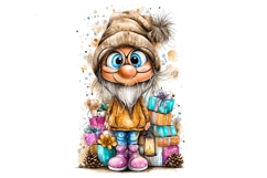 15 PNG Whimsical Cute Christmas Watercolor Gnomes Bundle Product Image 4