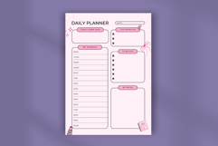 Pink Daily Planner Template | Editable Canva Planner | Cute Product Image 4