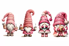 Gnome characters, Valentine Clipart, Pink Gnomes Png Product Image 4