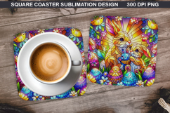 Bunny Coaster Sublimation, Easter Coaster PNG Design Product Image 1