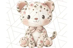 Pink Floral Stuffed Animal Clipart PNG, Cute Stuffed Animals Product Image 4