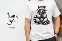 Adorable Raccoon Line Art Engraving Wildlife Vector Product Image 4