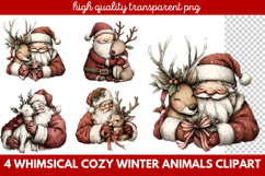 Whimsical Cozy Winter Animals Clipart | Cute Winter Wildlife Product Image 1