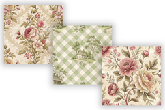 Victorian Toile Digital Paper Pack, Vintage Floral Toile Product Image 4