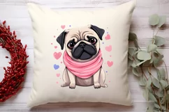 Sweet Pugs Valentine Clipart, Valentines PNG Product Image 4