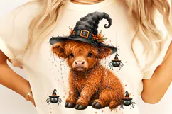 Halloween Highland Cow PNG, Halloween Highland Cow PNG Product Image 3