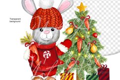 Illustration of a Christmas hare with a Christmas tree Product Image 4
