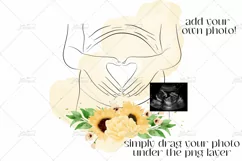 Floral Baby Bump Outline Scan Photo PNG Design Product Image 3