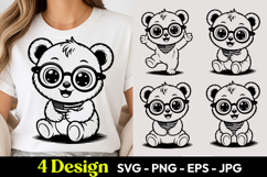 Cute Nerd Panda SVG PNG Product Image 1