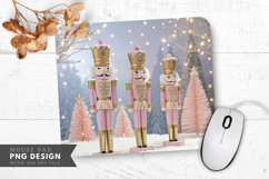 Festive Nutcracker Soldier in Pastel Pink and Gold Mouse Pad Product Image 1