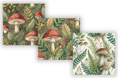 Watercolor Mushroom Seamless Patterns, Woodland Forest Product Image 5
