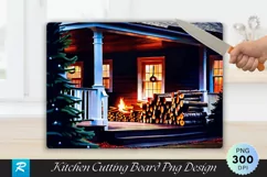 A pile of firewood stacked under a farmhouse Cutting Board Product Image 1