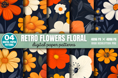 Retro Flowers Floral Patterns PNG Product Image 1