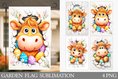 Easter Cow Garden Flag. Easter Garden Flag Sublimation Product Image 1