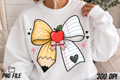 Teacher Pencil Coquette Bow PNG Positive Sublimation Product Image 4