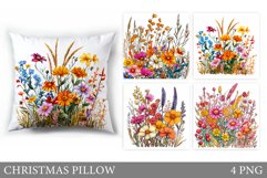 Wildflowers Pillow Design. Flowers Pillow Sublimation Product Image 1