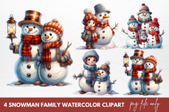 Snowman Family Watercolor Clipart Product Image 1