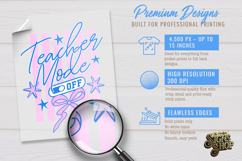 Teacher Mode Off PNG, Coquette Preppy Teacher Design Product Image 6
