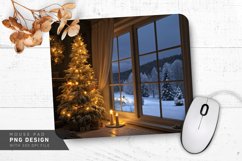 Cozy Christmas Night Snowy Landscape Mouse Pad PNG Design Product Image 1