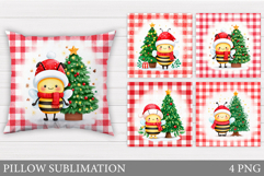 Christmas Bee Pillow Design. Christmas Pillow Sublimation Product Image 1
